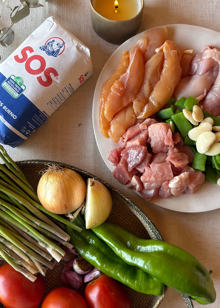 ingredientes para paella de pollo 