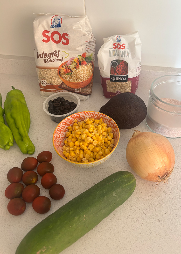 ingredientes para arroz y quinoa 