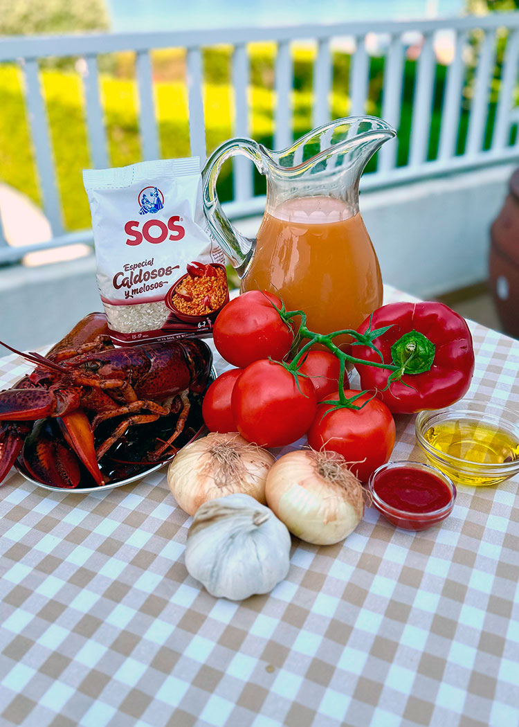 ingredientes para arroz caldoso con bogavante