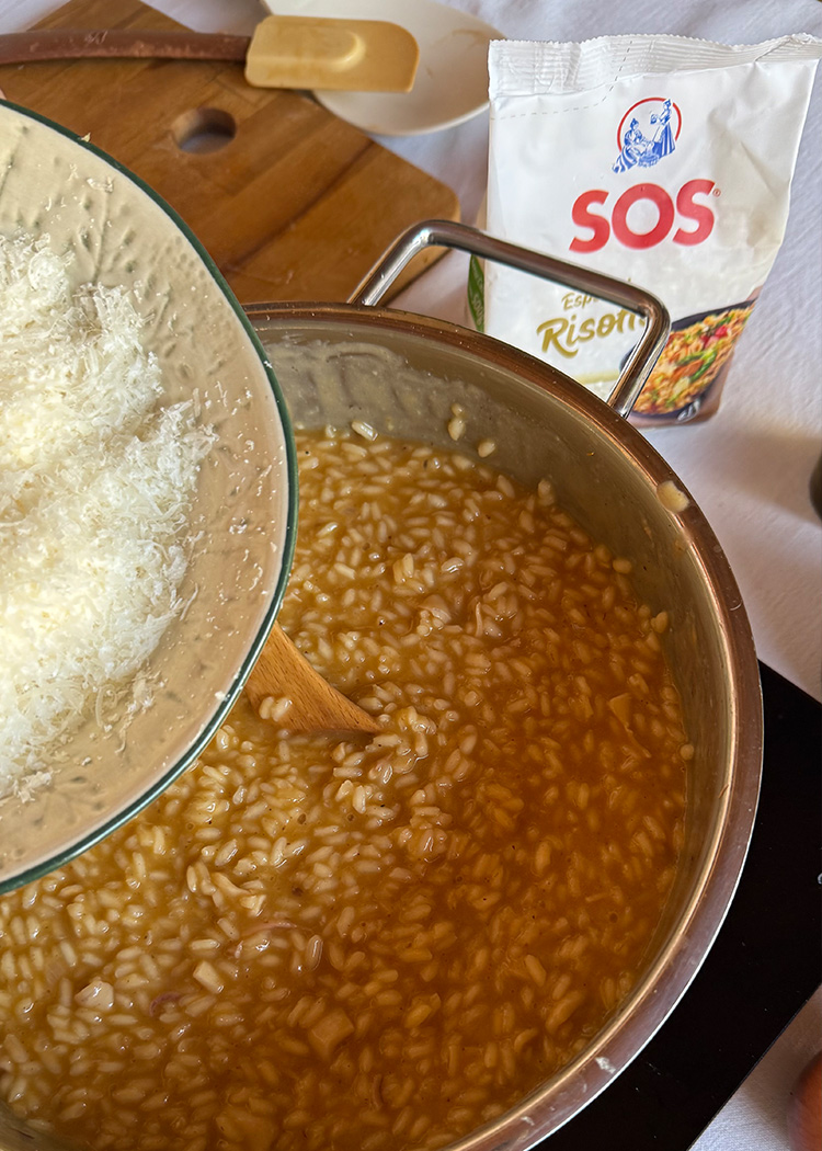 mantequilla para risotto de gambas y calamares