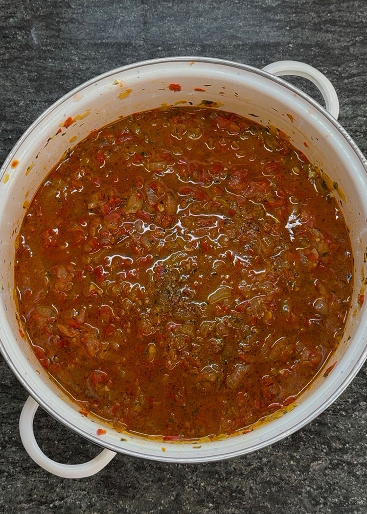 sofrito para arroz meloso de cangrejo de río