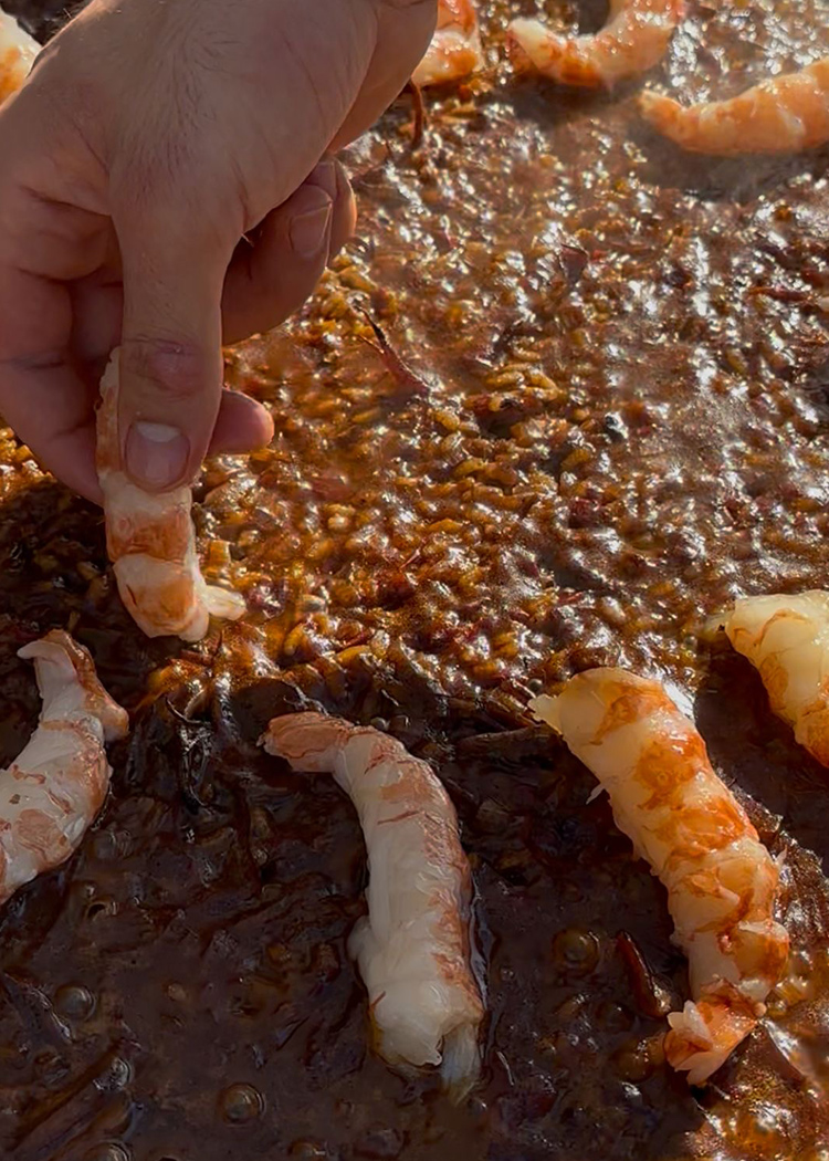colocar gambones para arroz socarrat