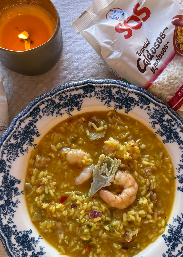 reposo para arroz con alcachofas caldoso