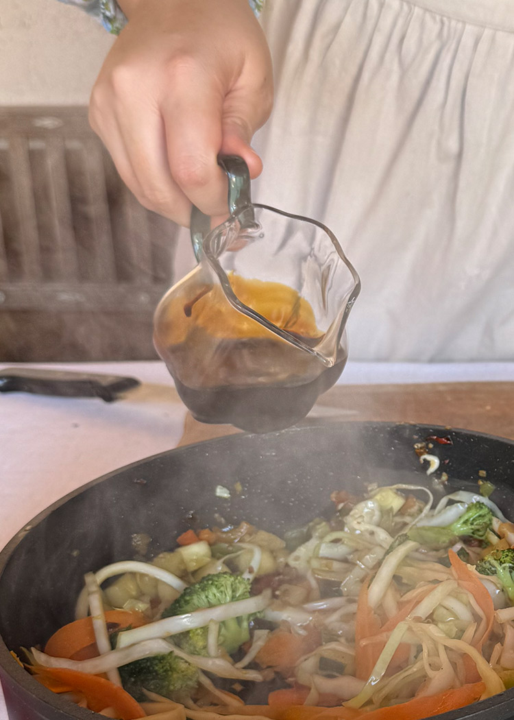 soja para wok de arroz con verduras