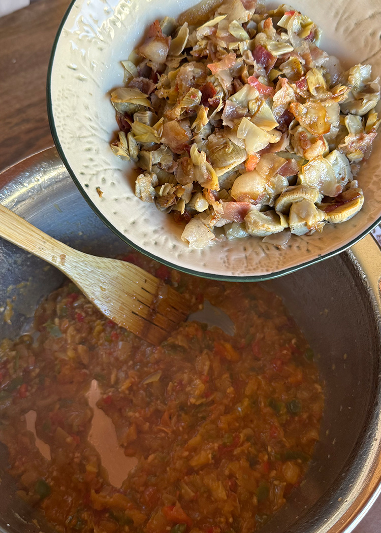 reincorporar alcachofas para arroz con alcachofas caldoso