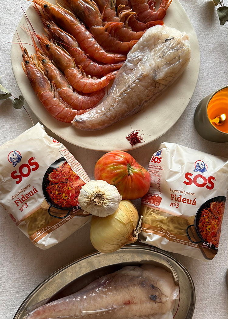 ingredientes para fideuá de rape