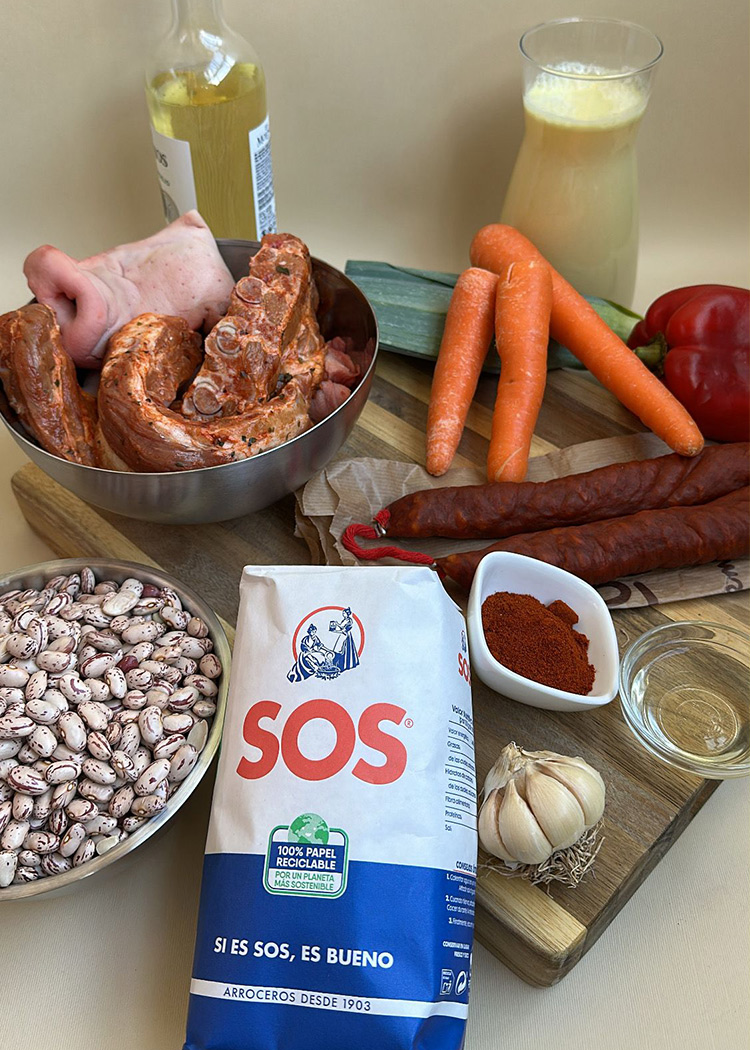 ingredientes para judías pintas con arroz