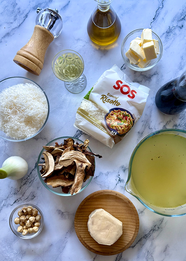 Ingredientes para risotto de boletus