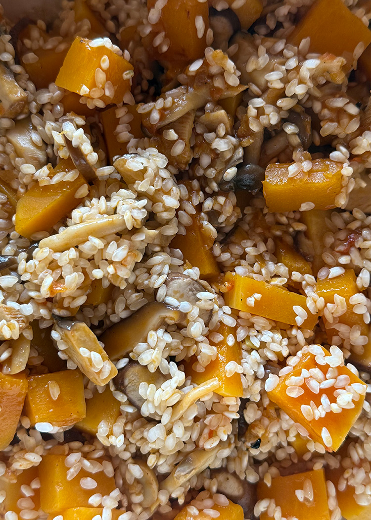 Caldo para arroz con calabaza al horno