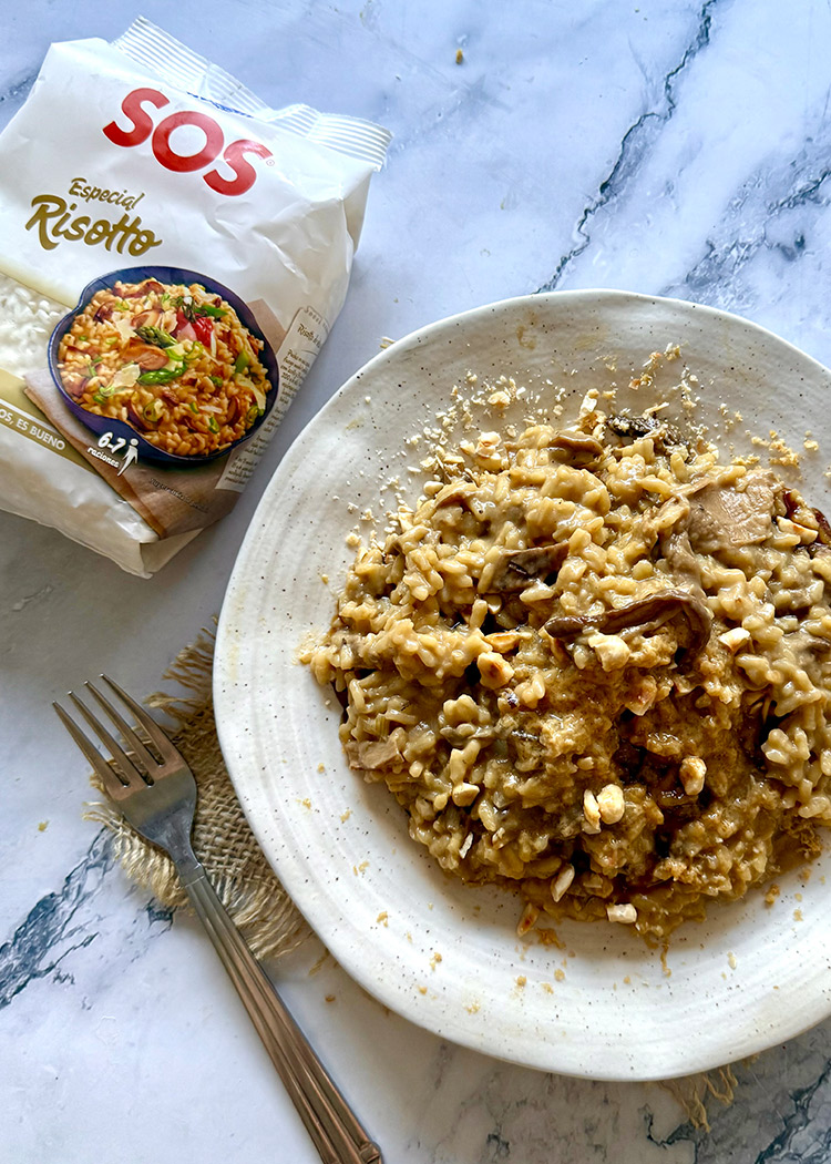 puntito de pedro ximenez al risotto de boletus