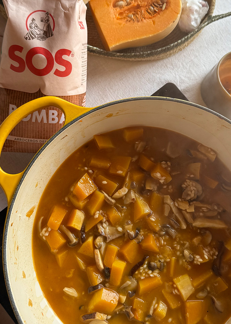 caldo para arroz con calabaza