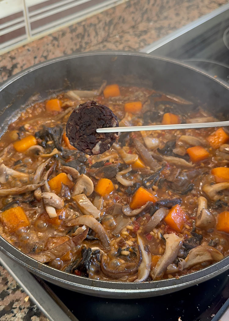 butifarra ncorporar calabaza para arroz con butifarra negra y setas