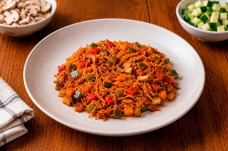 fideuá tostada de verduras