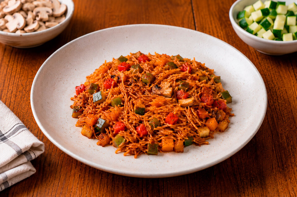 Fideuá tostada de verduras