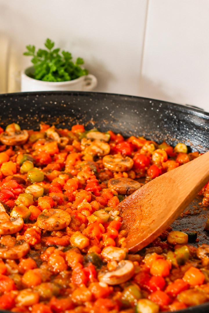 sofrito para fideuá tostada de verduras